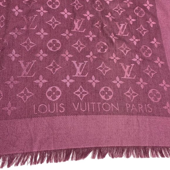 Auth LOUIS VUITTON Shawl Monogram M71359 Purple - MR0199 Scarf Silk Wool - Picture 6 of 7